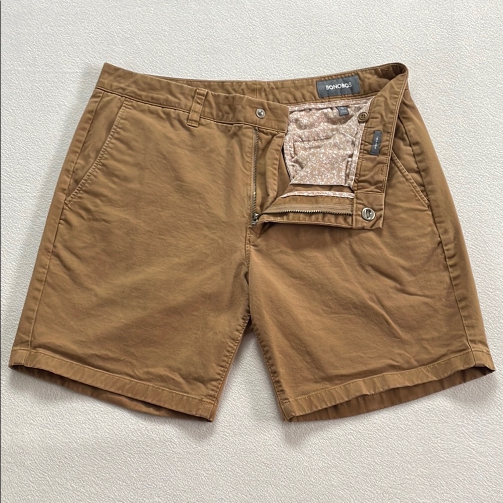 BONOBOS - Khaki Original Stretch Washed Chino Shorts - 32W - 7” Inseam